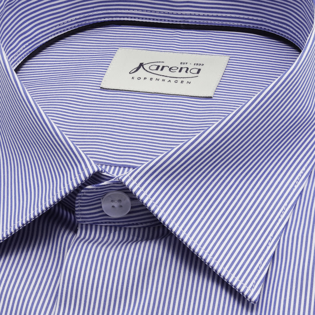 Fine Blue Striped Mayfair easy-iron