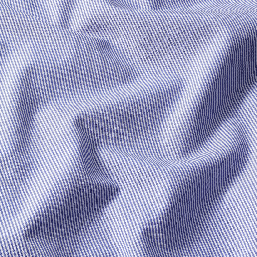 Fine Blue Striped Mayfair easy-iron