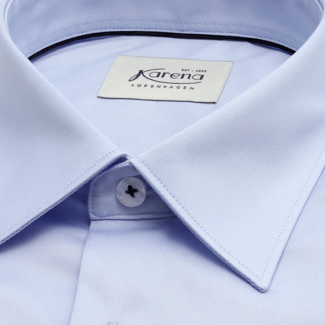 Light Blue contrast Twill non-iron