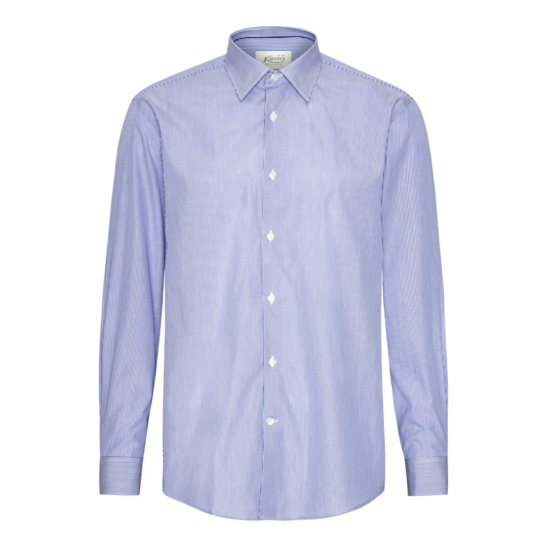 Fine Blue Striped Mayfair easy-iron
