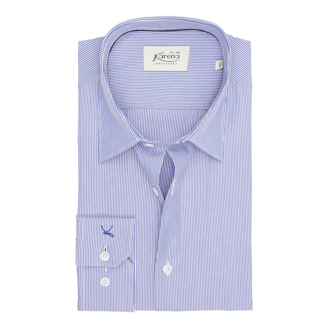 Fine Blue Striped Mayfair easy-iron