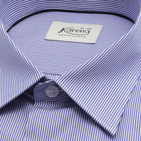 Fine Blue Striped Mayfair easy-iron