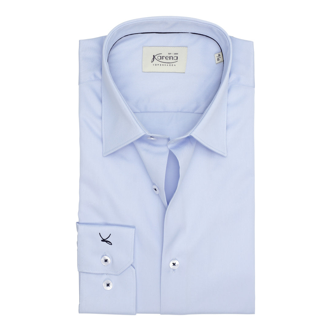 Light Blue contrast Twill non-iron