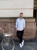 Light Blue contrast Twill non-iron