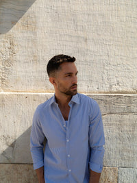 Blue Striped Mayfair easy-iron